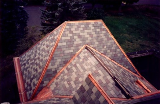 Section Of Slate Roofing With All Custom Copper Gutters, Valleys and Ridges